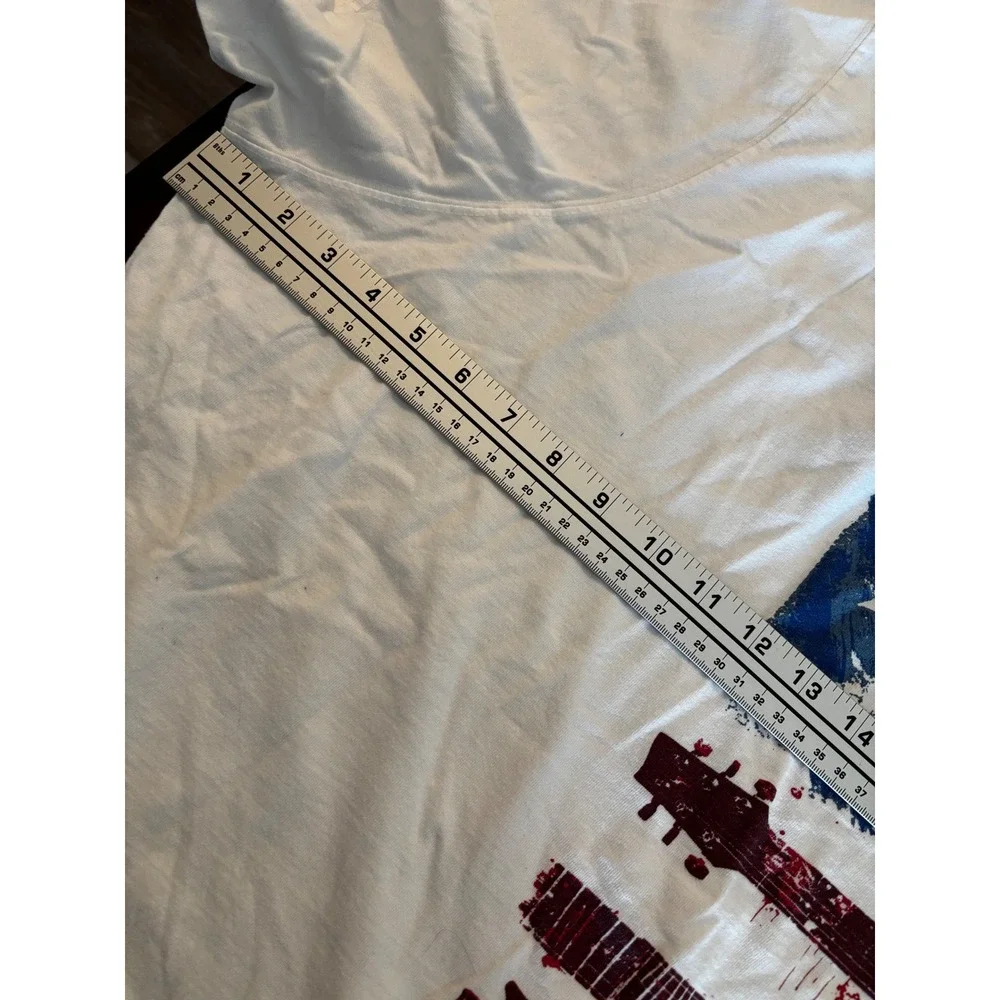 KingSize Mens 8XL White Guitar American Flag Graphic T-Shirt Big and Tall Cotton